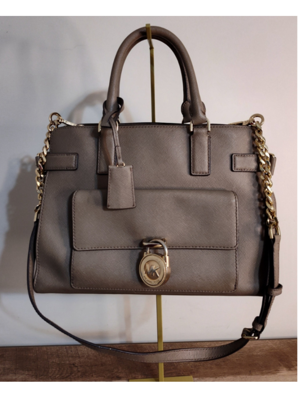 Women's Michael Kors Satchel Bag One Size Taupe Gold